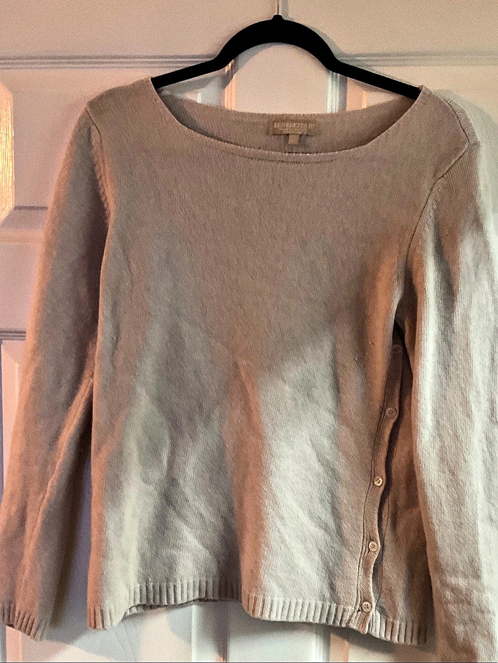 Benedetta B. Crew Neck Merino Wool Cashmere Sweater in Brown